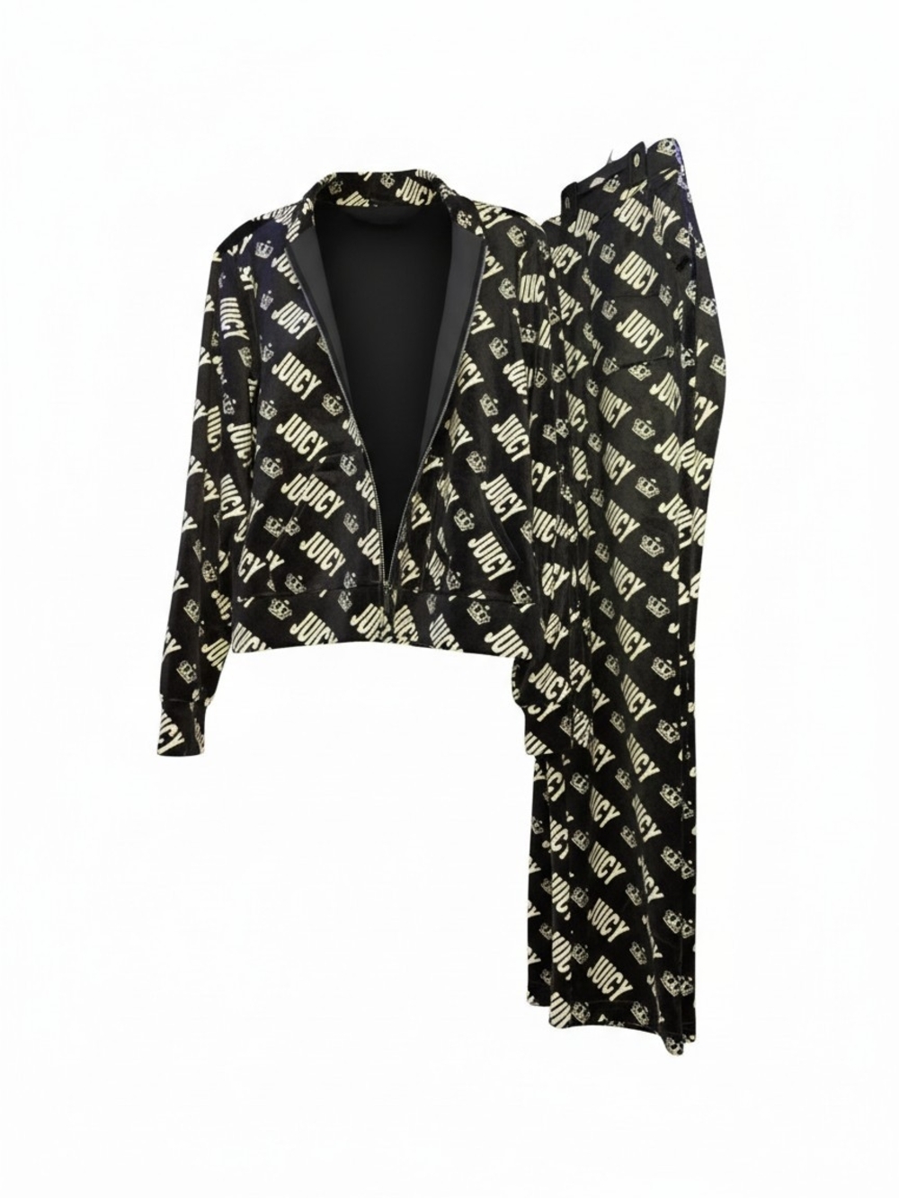 Juicy Couture Black & White Logo Velour Zip Hoodie/pants